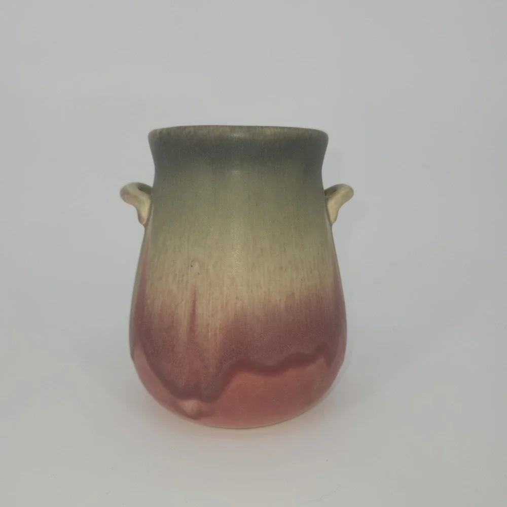 Falcon Ware 676 Vase Thomas Lawrence England Pink Green Drip Glaze 5.5